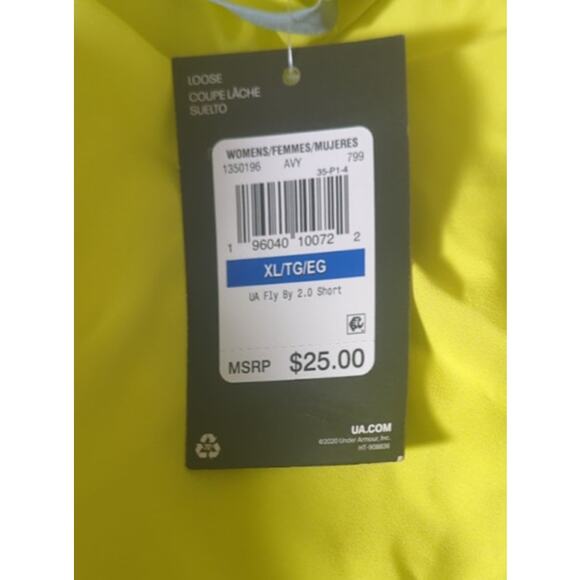 Under Armour heatgear womens yellow running shorts loose high visibility‎ XL - Picture 5 of 5